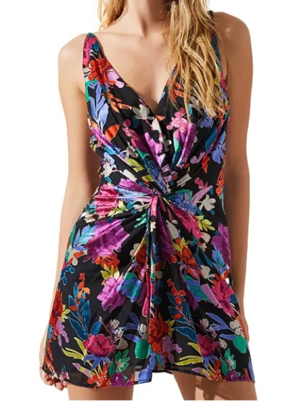 Astr Alivia Floral-Print Backless Mini Dress Large NWT Hoco Tropical